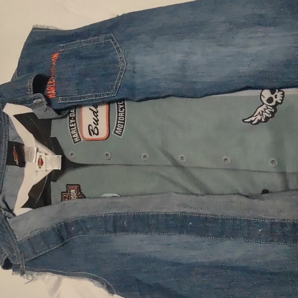 Harley-Davidson Denim Vest with Bonus Shirt